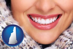 new-hampshire map icon and beautiful white teeth forming a beautiful smile