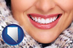 nevada map icon and beautiful white teeth forming a beautiful smile